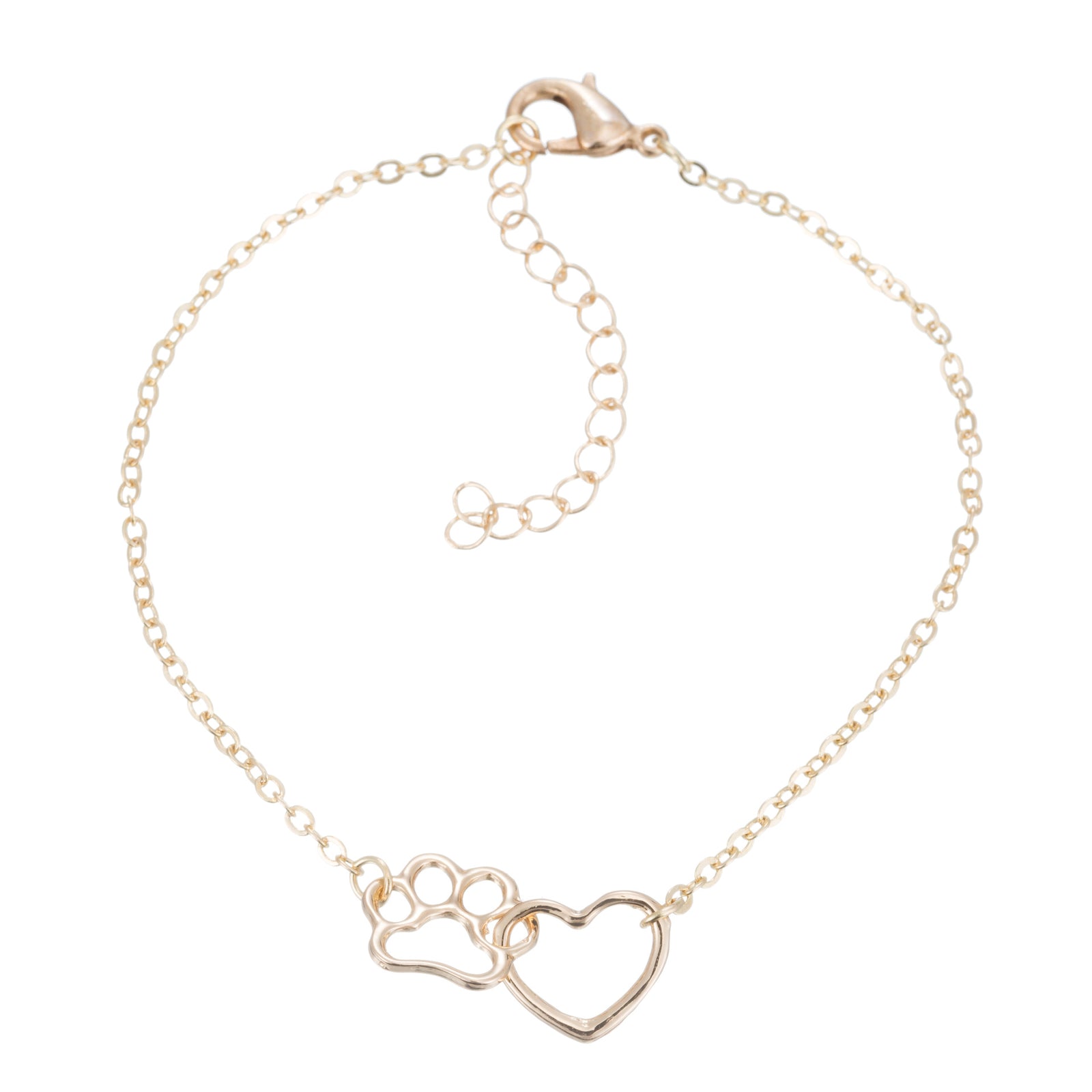 Peach-Heart Cat-Paw Charm Bracelet — product detail 1