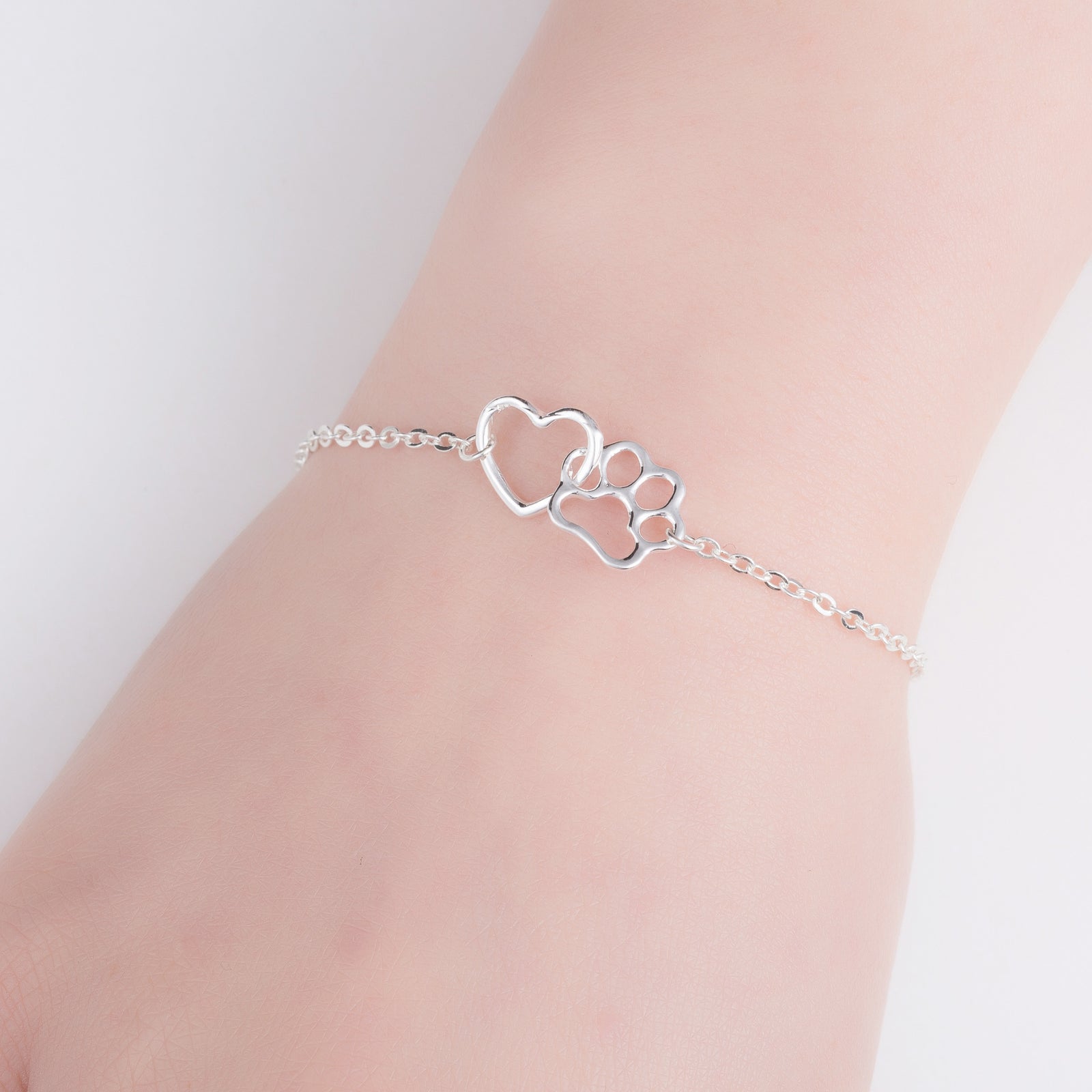 Peach-Heart Cat-Paw Charm Bracelet — product detail 3