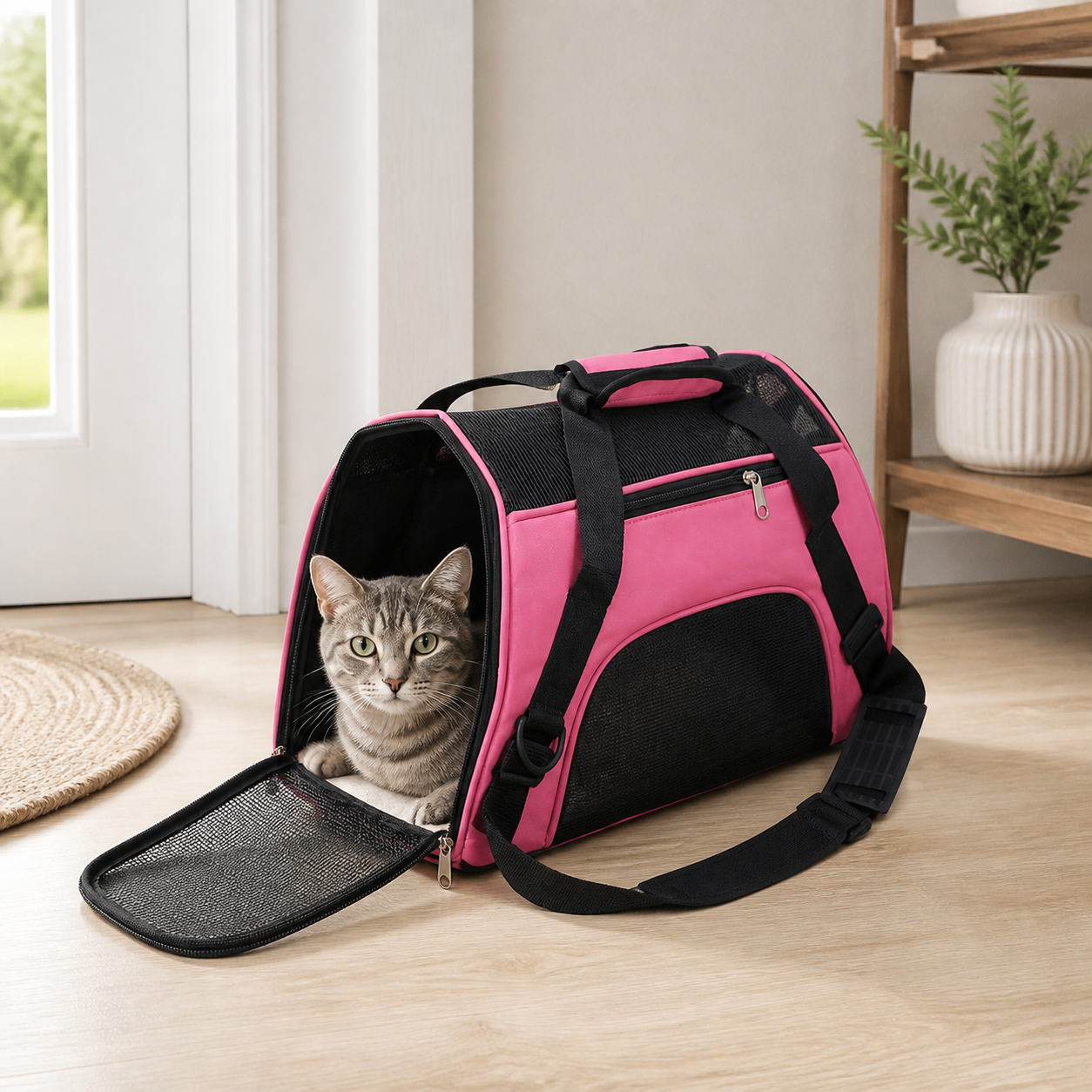 Portable Mesh Cat Travel Carrier — cat-friendly home interior