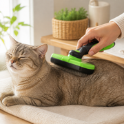 Self-Cleaning Cat Slicker Brush in a cat-friendly home interior