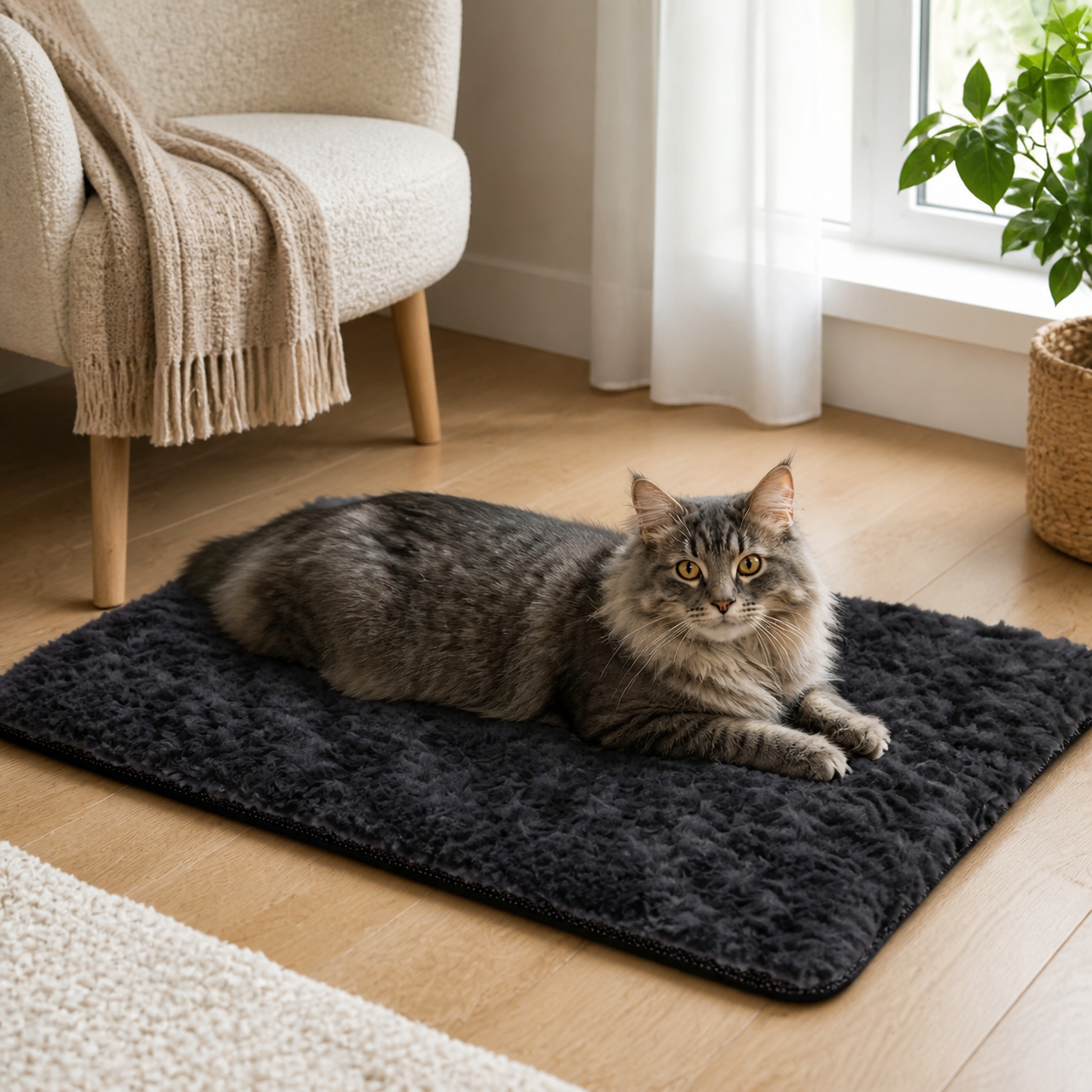 Self-Warming Plush Thermal Cat Mat — cat-friendly home interior