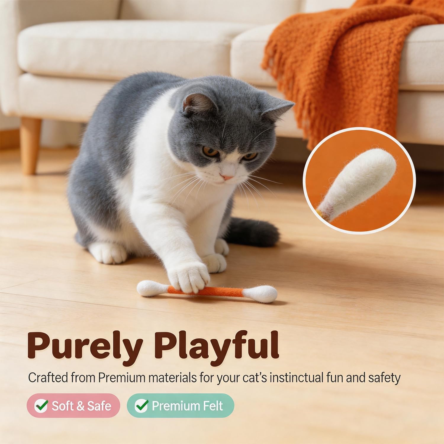 Six-Piece Catnip Cotton-Swab Kicker Toy Set — product detail 2