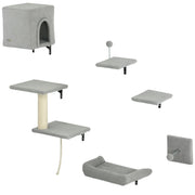 Six-Piece Wall-Mounted Cat Climbing Set — clean background product view