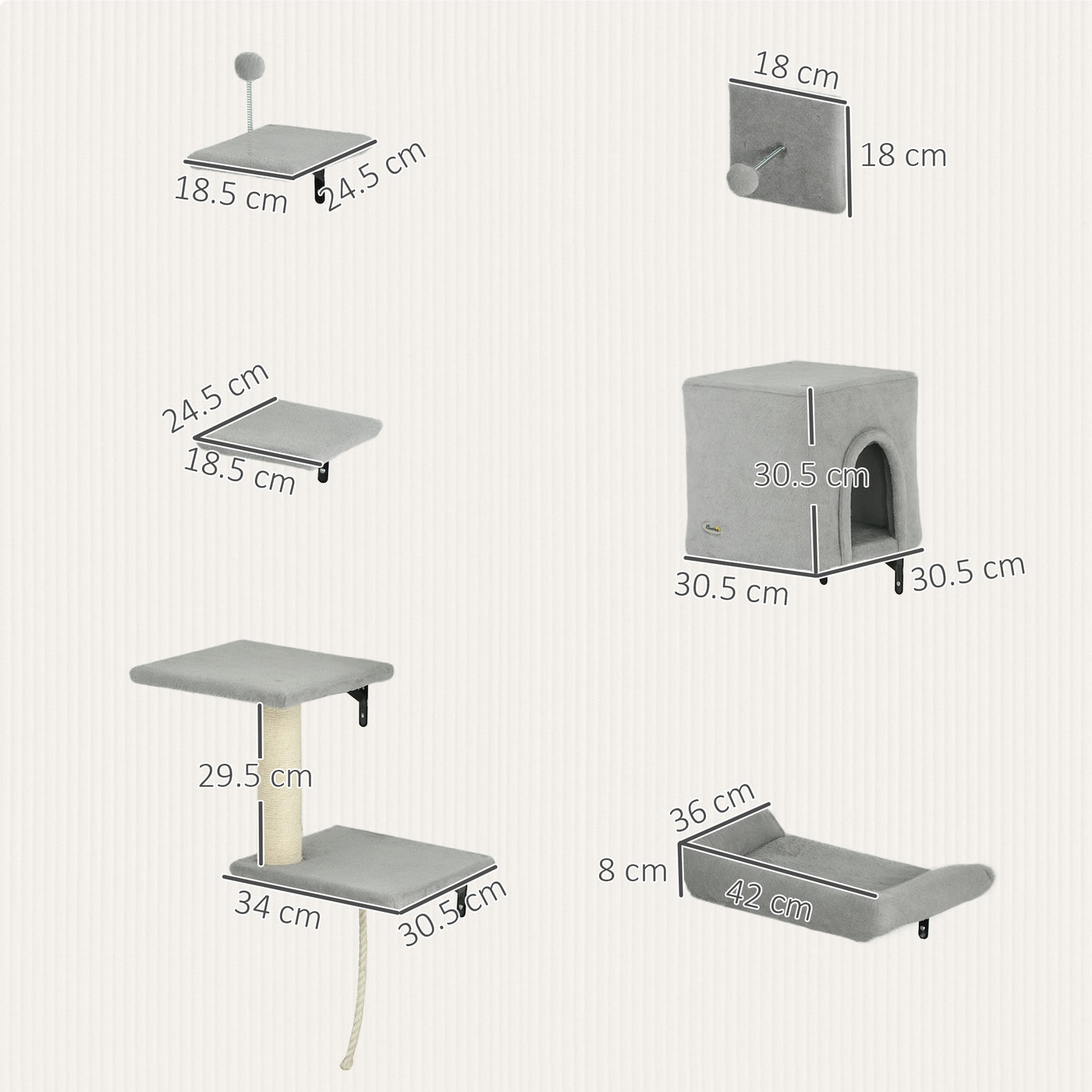 Six-Piece Wall-Mounted Cat Climbing Set — product detail 1