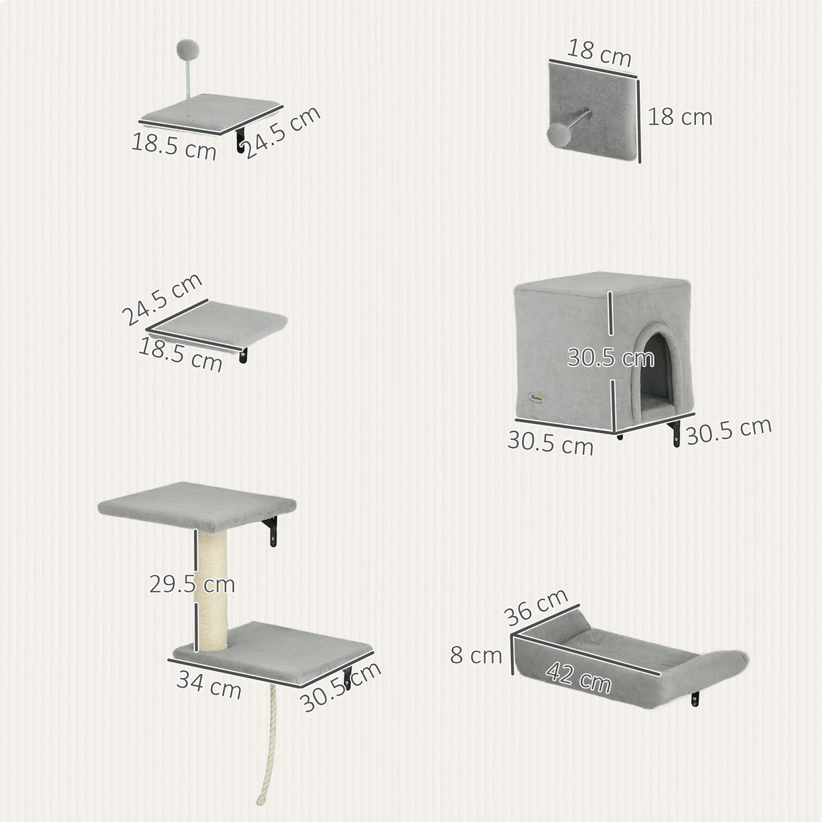 Six-Piece Wall-Mounted Cat Climbing Set — product detail 1