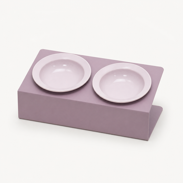 Spill-Resistant Double Ceramic Cat Bowl Station — clean background product view