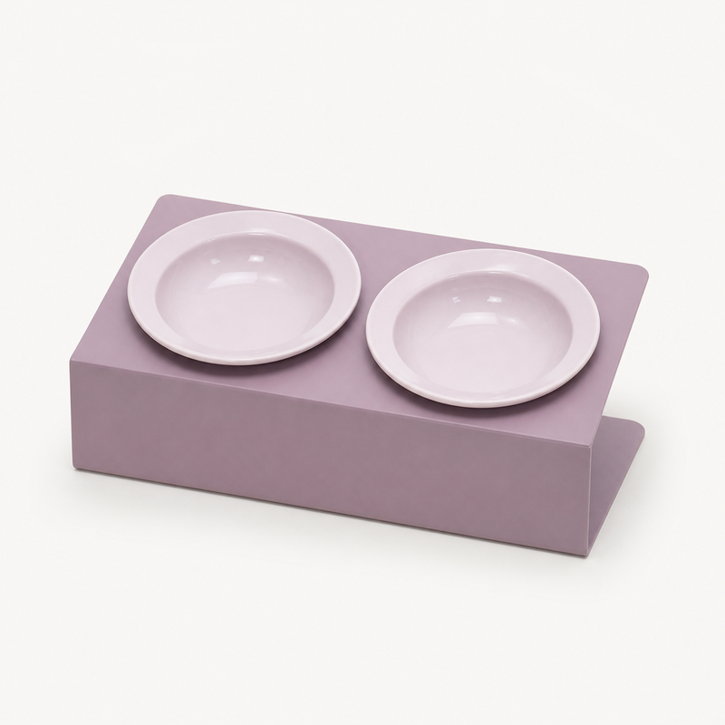 Spill-Resistant Double Ceramic Cat Bowl Station — clean background product view