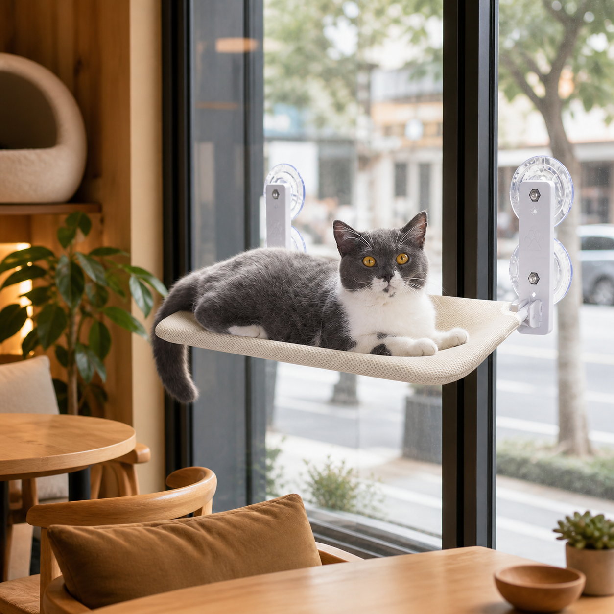 Suction-Cup Window Cat Perch — cat-friendly home interior