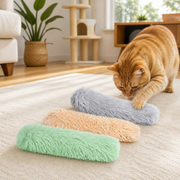 Three-Pack Catnip Crinkle Pillow Toys in a cat-friendly home interior
