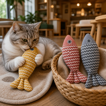 Three-Piece Catnip Fish Kicker Toy Set — cat-friendly home interior