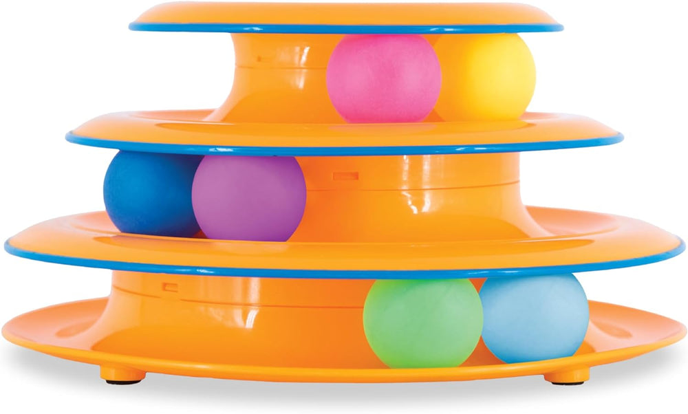 Three-Tier Cat Ball-Track Tower Toy — clean background product view