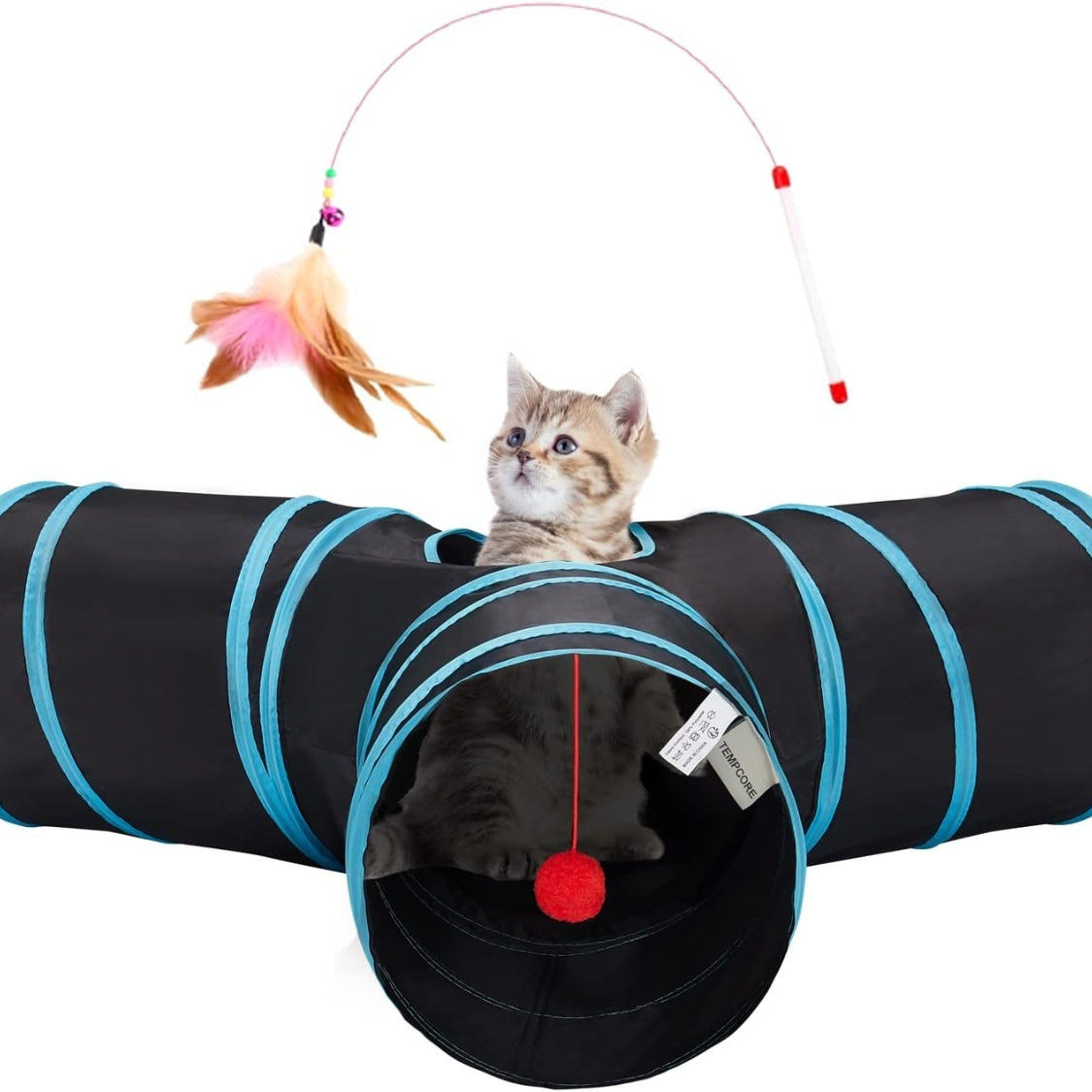 Three-Way Collapsible Cat Tunnel with Peek Windows — product detail 1