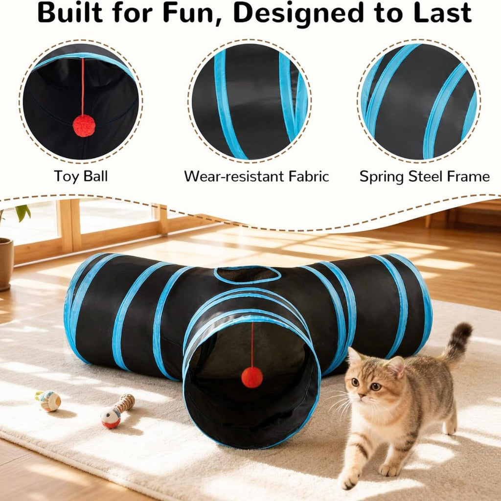 Three-Way Collapsible Cat Tunnel with Peek Windows — product detail 6