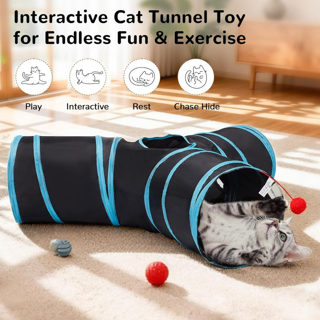 Three-Way Collapsible Cat Tunnel with Peek Windows — product detail 8