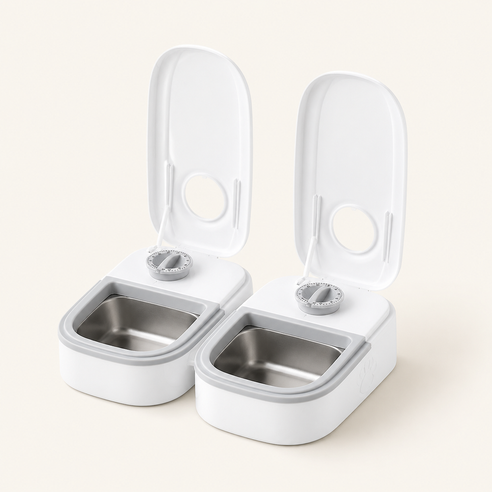 Timed Automatic Cat Feeder with Stainless-Steel Bowl — clean background product view