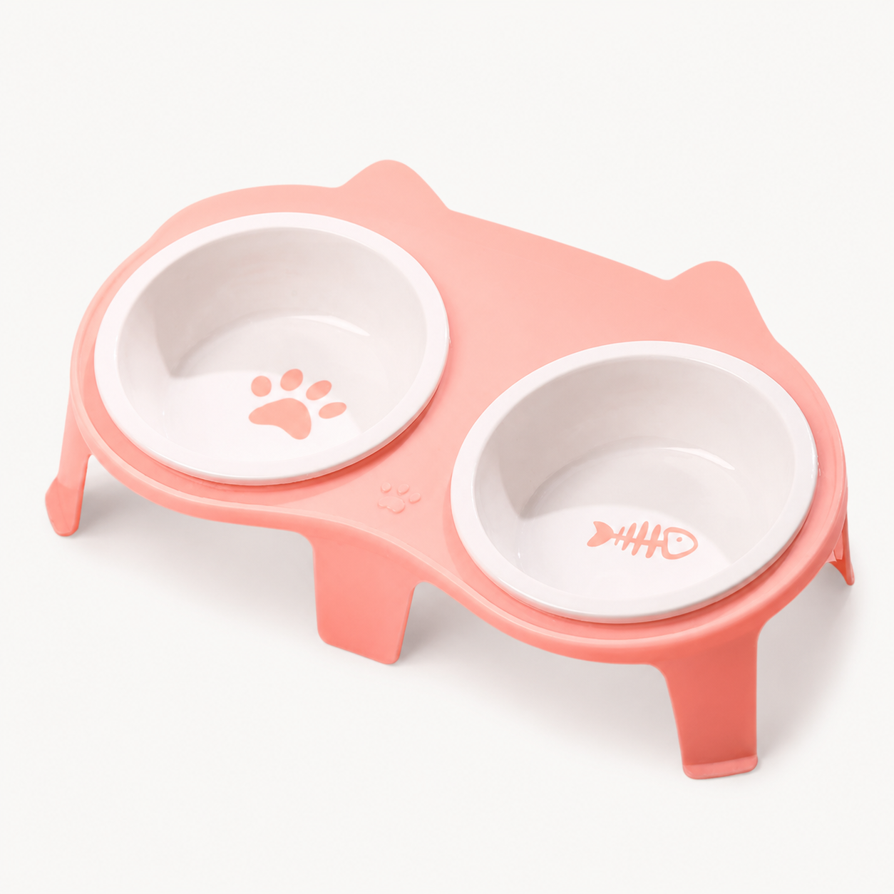Two-Bowl Elevated Ceramic Cat Feeding Station — clean background product view