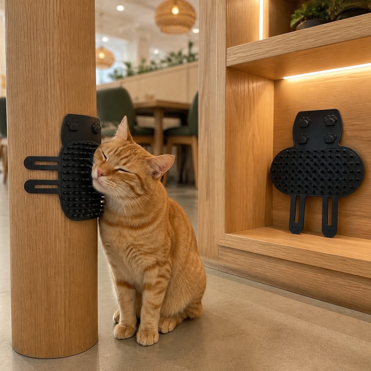 Two-Piece Corner Self-Groomer for Cats — cat-friendly home interior