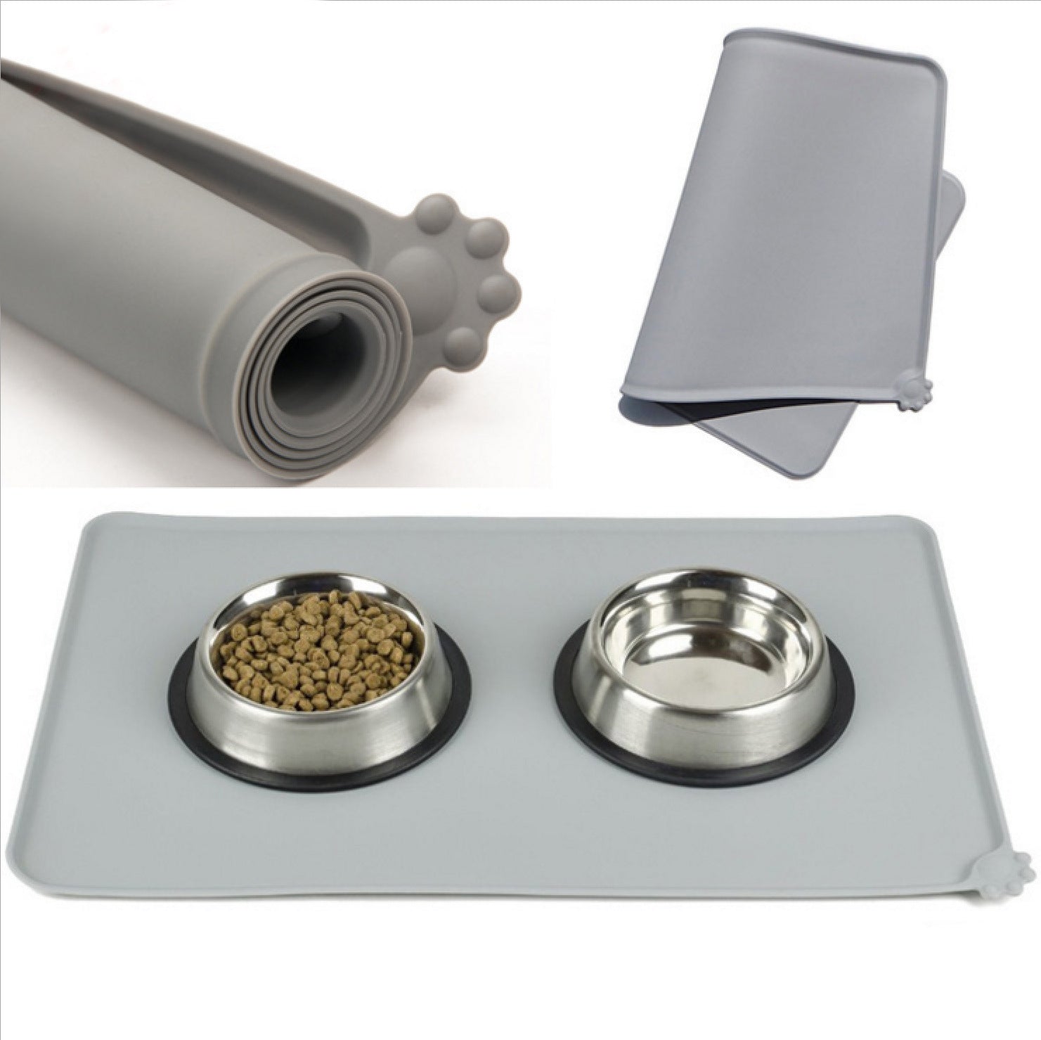 Waterproof Silicone Cat Food Mat with Raised Edge — clean background product view