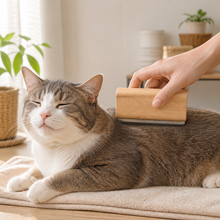Wood-Handle Cat Shedding Blade in a cat-friendly home interior