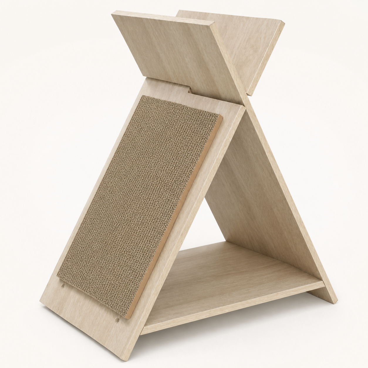 Wooden Cat Scratcher Lounge with Tunnel — clean background product view