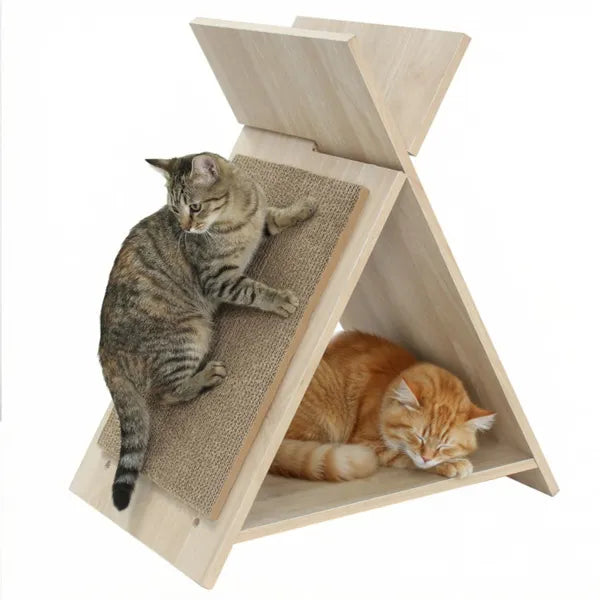Wooden Cat Scratcher Lounge with Tunnel — product detail 1