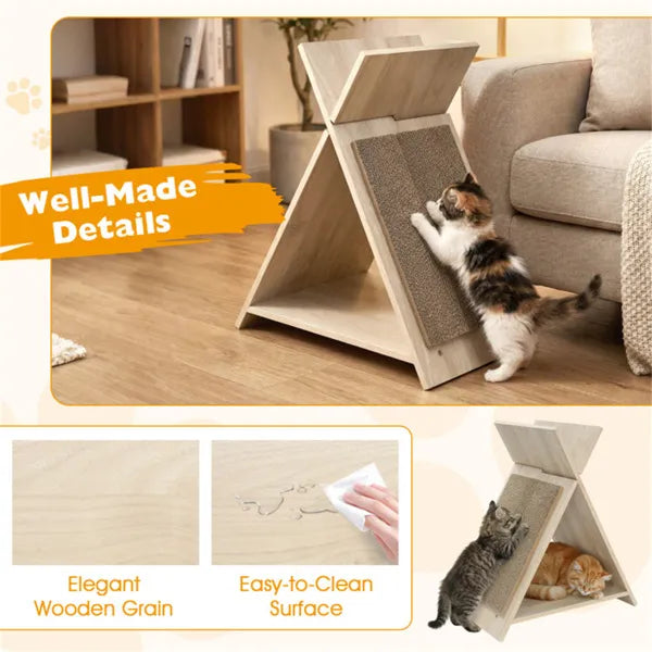 Wooden Cat Scratcher Lounge with Tunnel — product detail 2
