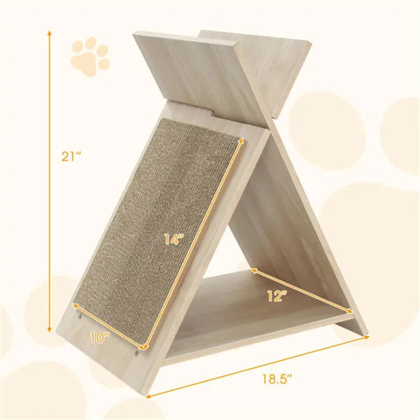 Wooden Cat Scratcher Lounge with Tunnel — product detail 3