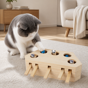Wooden Five-Hole Whack-a-Mole Cat Puzzle — cat-friendly home interior