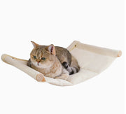 Wooden Wall-Mounted Cat Hammock with Cream Canvas — product detail 2