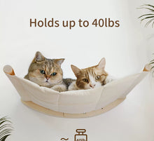 Wooden Wall-Mounted Cat Hammock with Cream Canvas — product detail 3