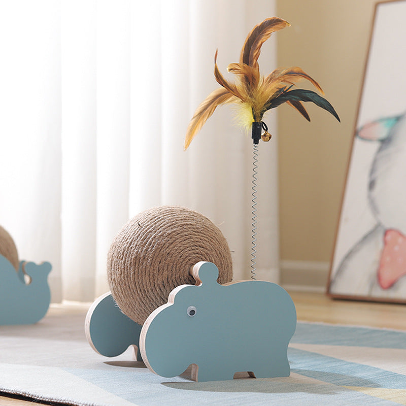 Wooden Whale Cat Puzzle with Sisal Ball — product detail 2