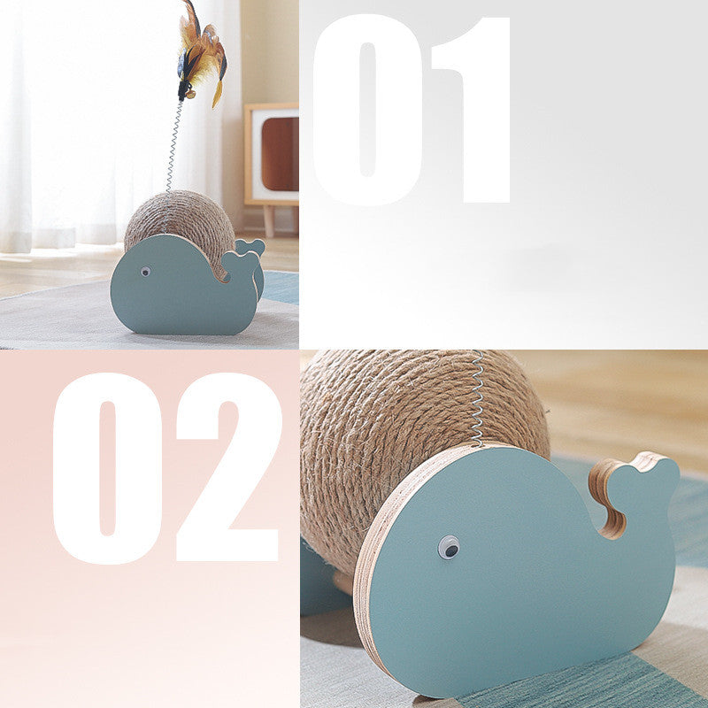 Wooden Whale Cat Puzzle with Sisal Ball — product detail 4