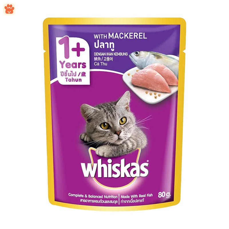 Whiskas Cat Food Adult Mackerel 80gm