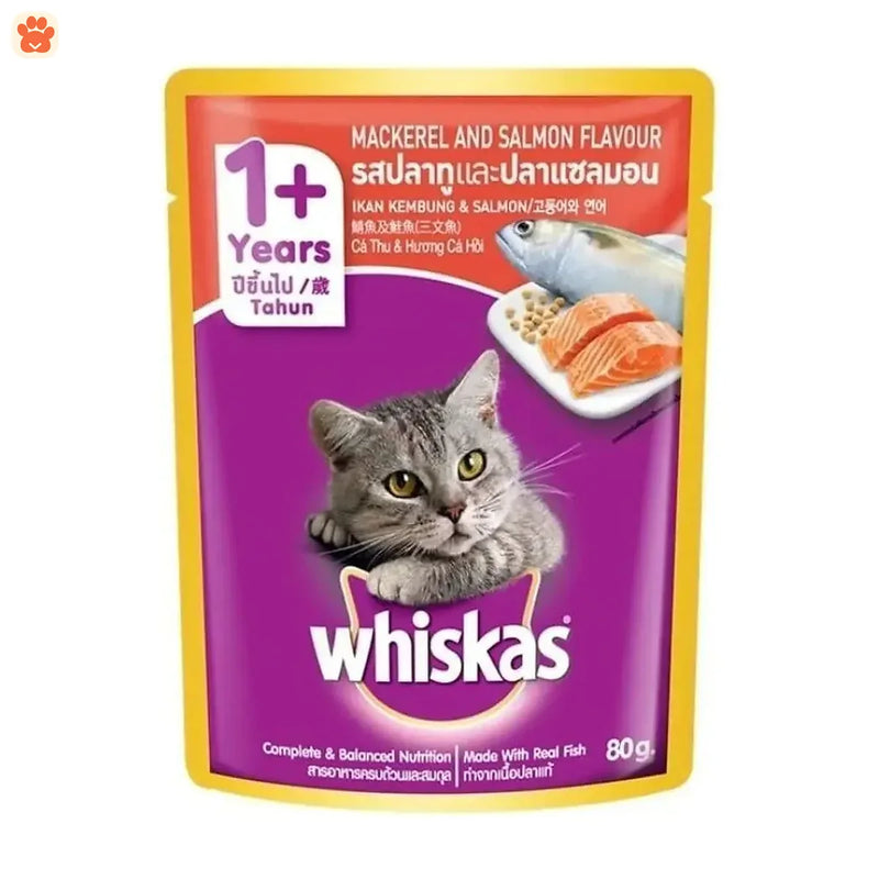 Whiskas Cat Food Adult Mackerel & Salmon 80gm