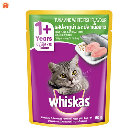 Whiskas Cat Food Adult Tuna & White Fish 80gm