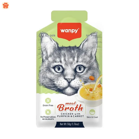 Wanpy Meat Broth Cat Pouch Chicken With Pumpkin Carrot  50gm