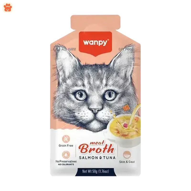 Wanpy Meat Broth Cat Pouch Salmon & Tuna  50gm