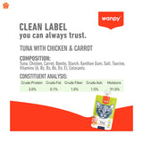 Wanpy Tasty Meat Paste Pouch Tuna Chicken Carrot 90gm — recipe composition and analysis